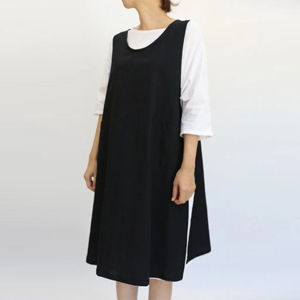 Платье женское повседневное без рукавов хлопковое льняное платье большого