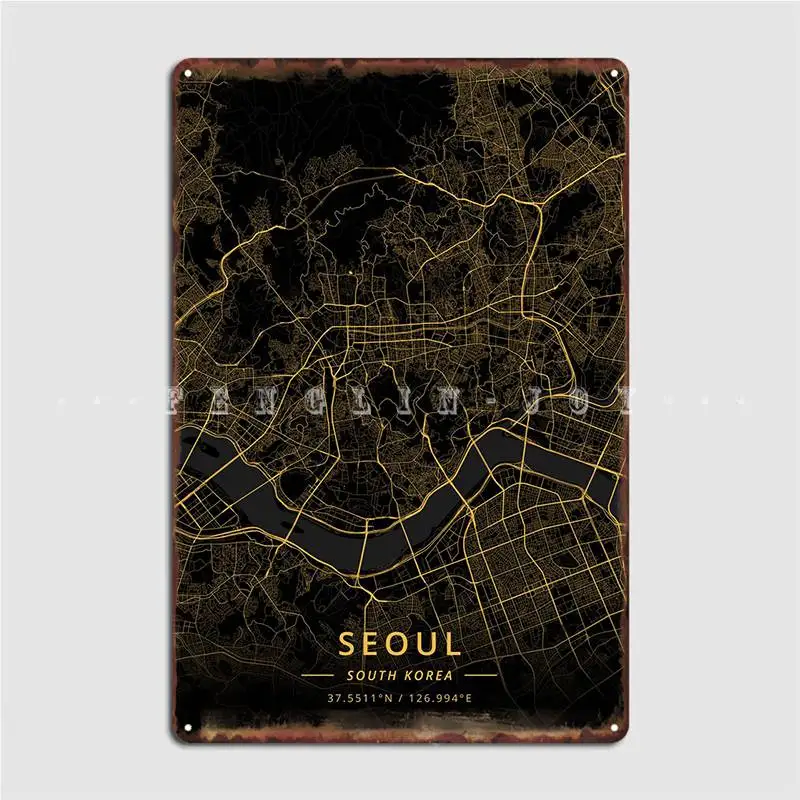 

Seoul South Korea Metal Sign Wall Pub Wall Custom Mural Painting Tin Sign Poster