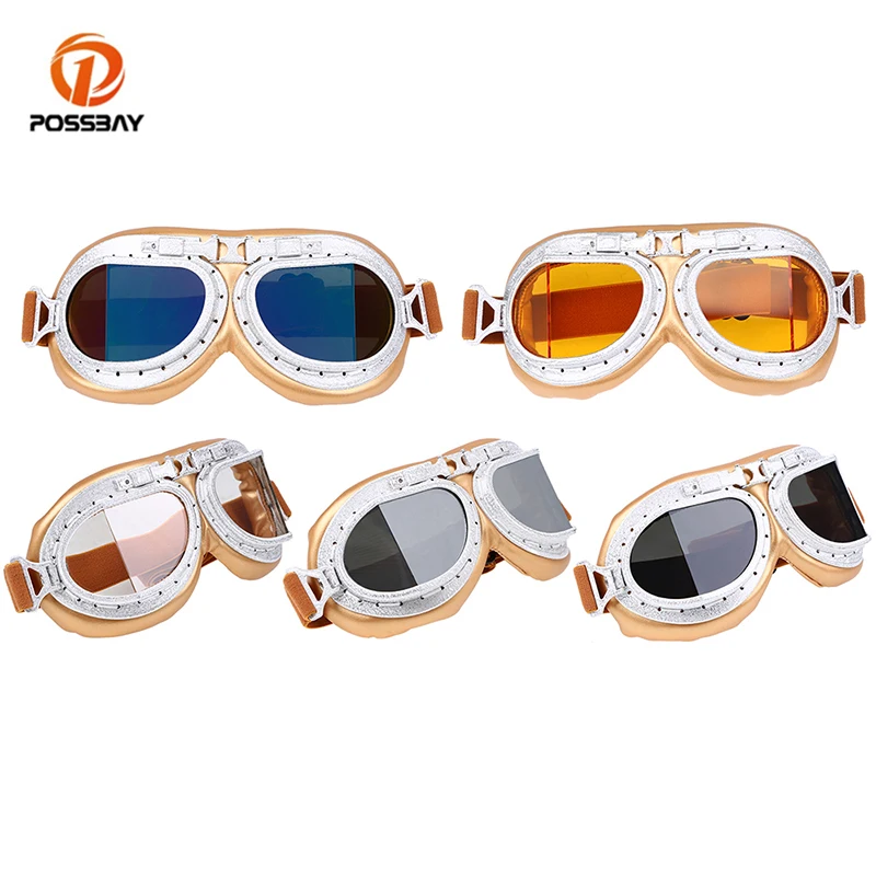 

POSSBAY Retro Motorcycle Goggles Glasses Cafe Racer Moto Cycling Helmets Skiing Snowboard Snowmobile Eyewear Outdoor Sports