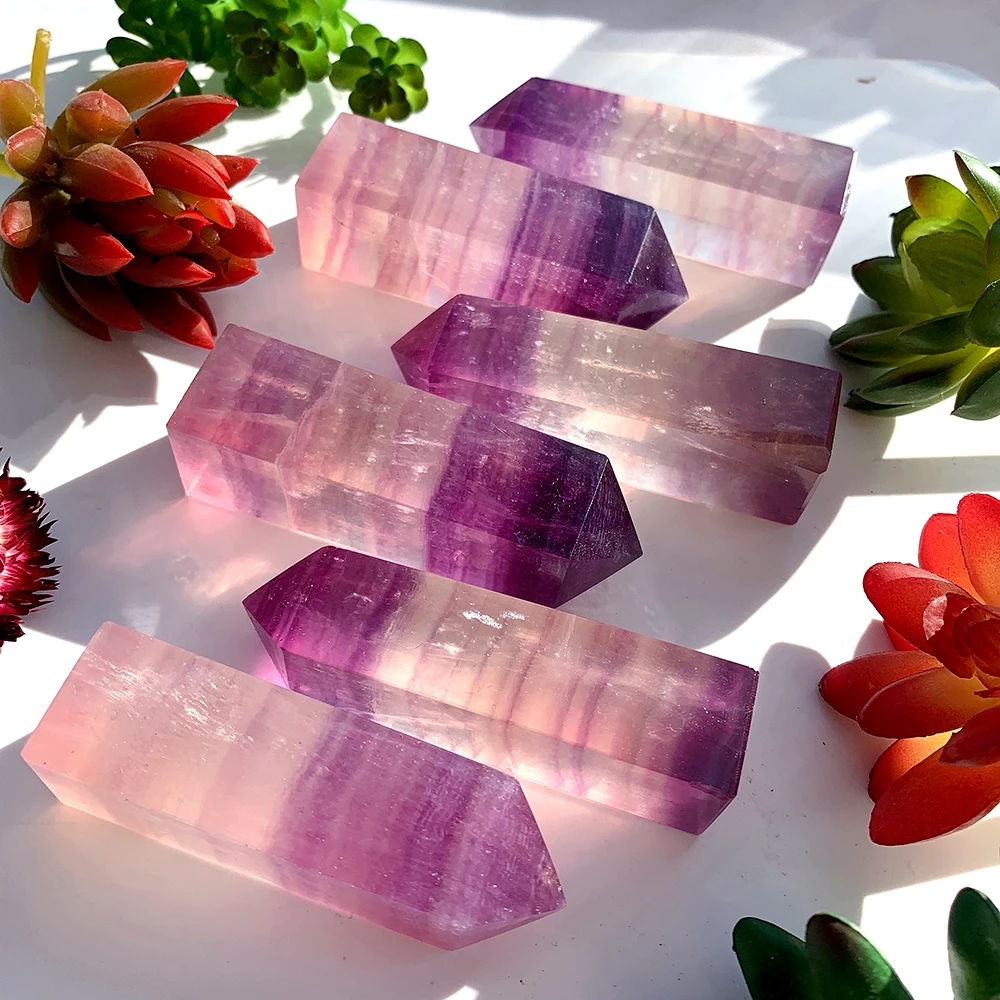 1 шт. натуральный кристалл розовый фиолетовый флюорит драгоценный камень