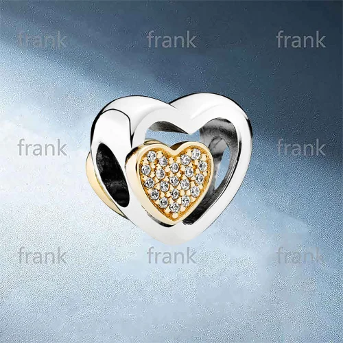 

791806CZ TWO HEARTS IN ONE CHARM