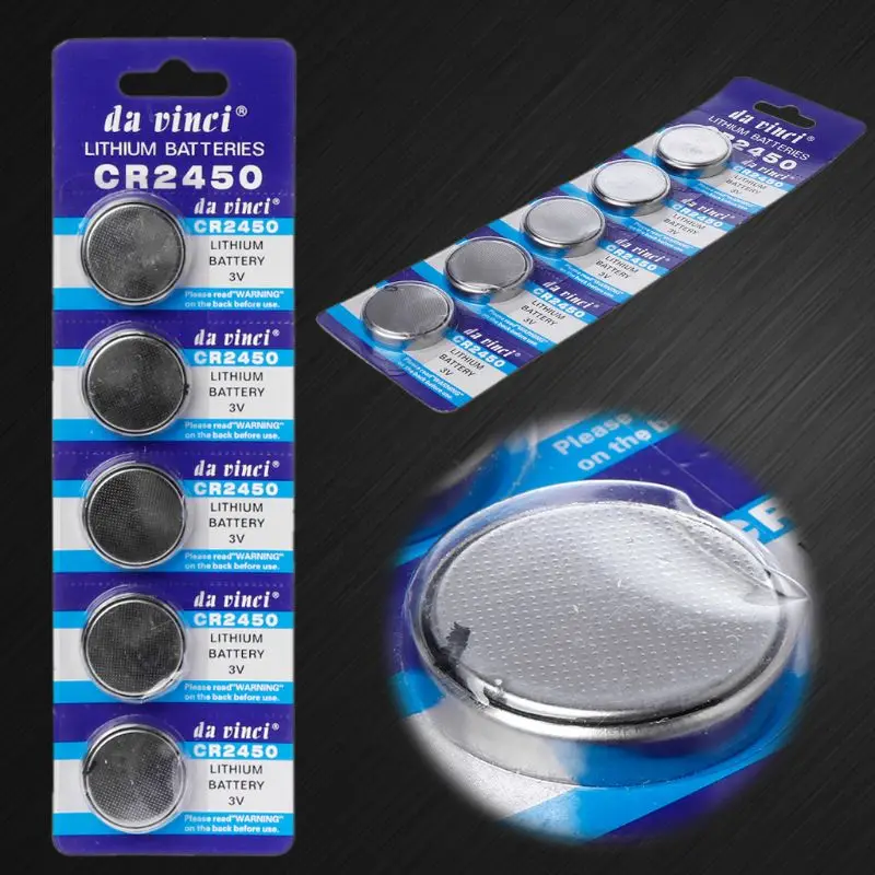 5PCS Button Battery CR2450 Electronic Lithium Coin Cell Batteries 3V KCR2450 5029LC LM2450 Watch Toy Remote B85B | Электроника
