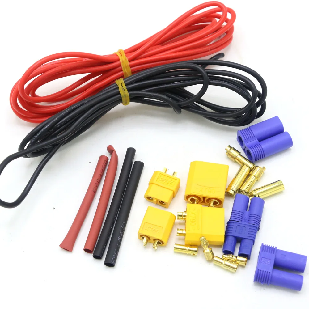 T Plug / XT60 XT90 EC3 EC5 Штекерный и гнездовой Разъемы Адаптера с 16AWG силиконовой