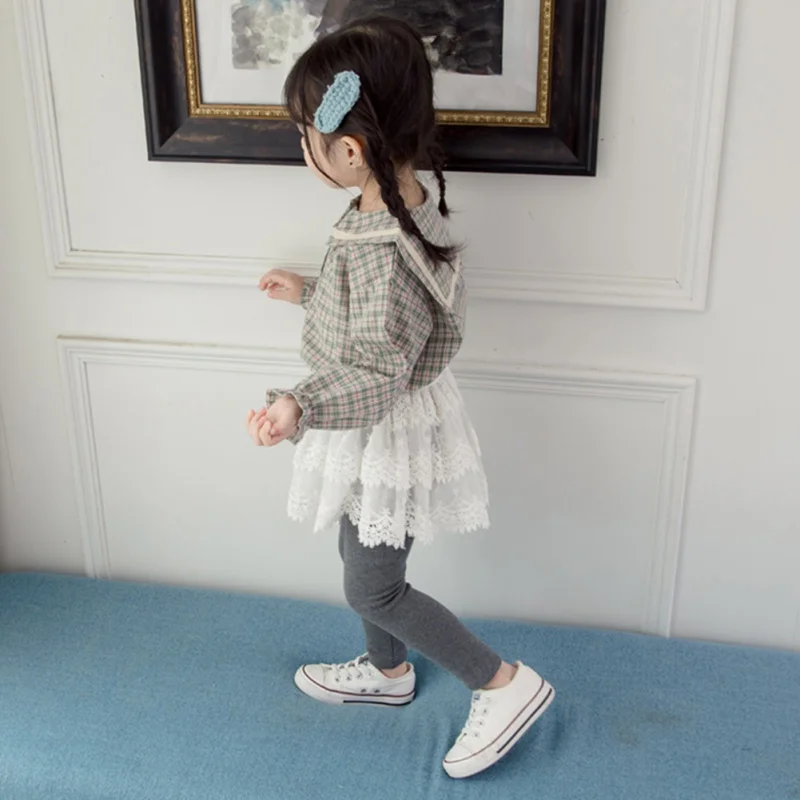 Детская одежда для девочек осенняя Повседневная рубашка в школьном стиле с