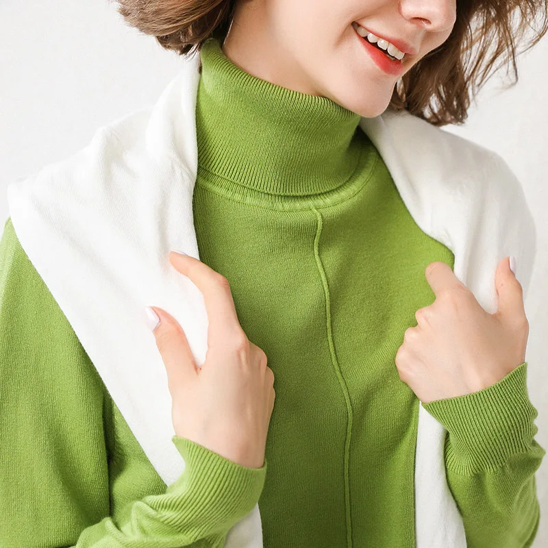 Autumn and winter turtleneck sweater women's knit bottoming short cashmere ALKMENE 2019 new warmth slim sexy thickening | Женская