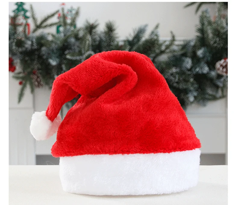 Gorro de Navidad de felpa para ni&ntilde;os y adultos, gorro de felpa, regalo de Navidad, decoraciones navide&ntilde;as para ni&ntilde;os-5