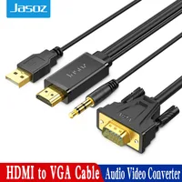 Jasoz HDMI to VGA Cable HDMI Male to VGA Male Cable Audio Video Converter 1080P for PC TV Box Projector VGA to HDMI Cord 1m 5m