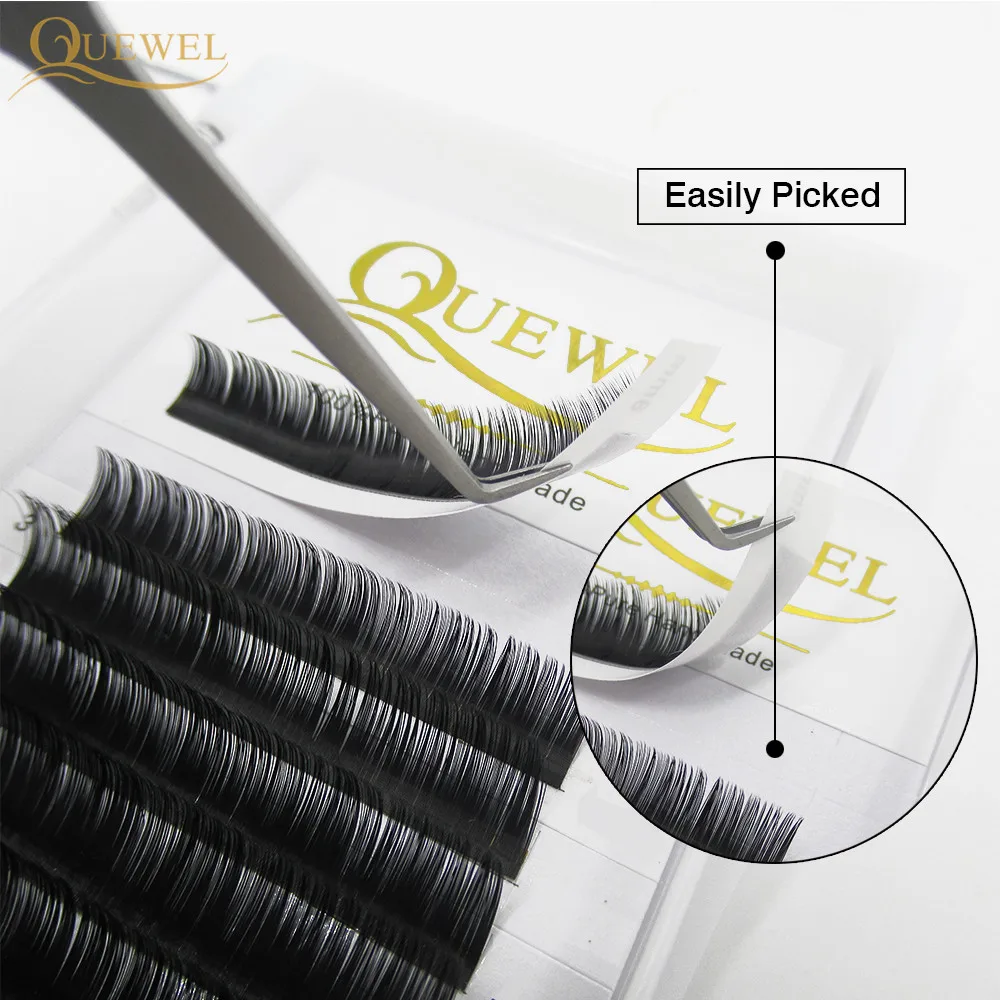 Quewel Eyelash Extension 12 Lines/Tray Silk Cilios Soft Professionals Individual Eye Lash Extensions C/CC/D Curl  False Lashes