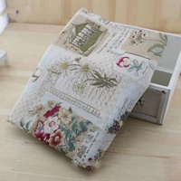vintage linen cotton fabric printing gerbera diy handmade textile sewing patchwork for bags dress clothes