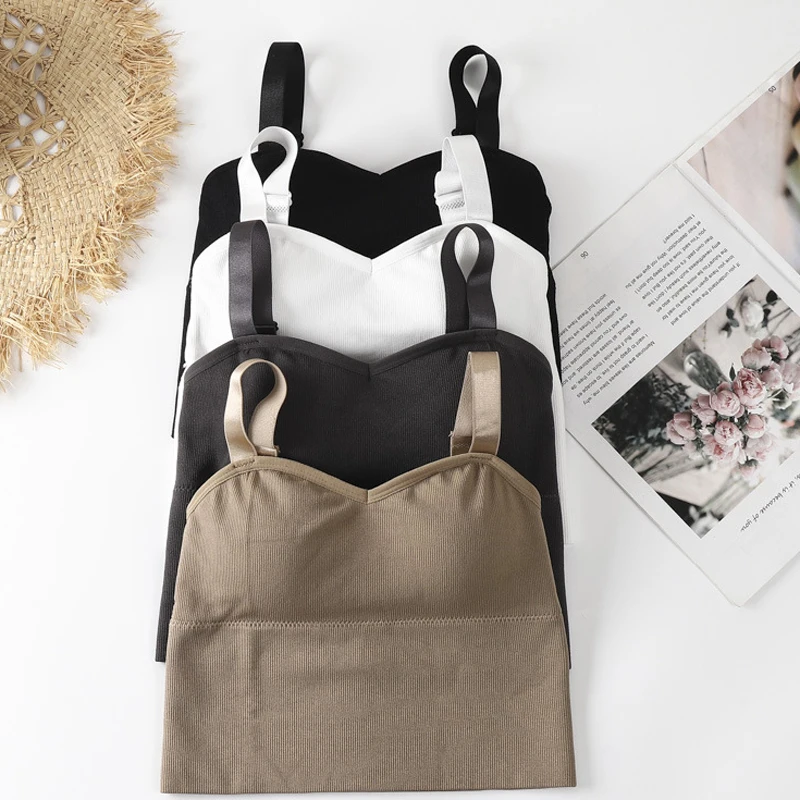 

Women's Seamless Bra One-Piece Comfortable for Female Breathable with Pad Vest Top Bras Adjusted Tank Top Lingerie Brassiere