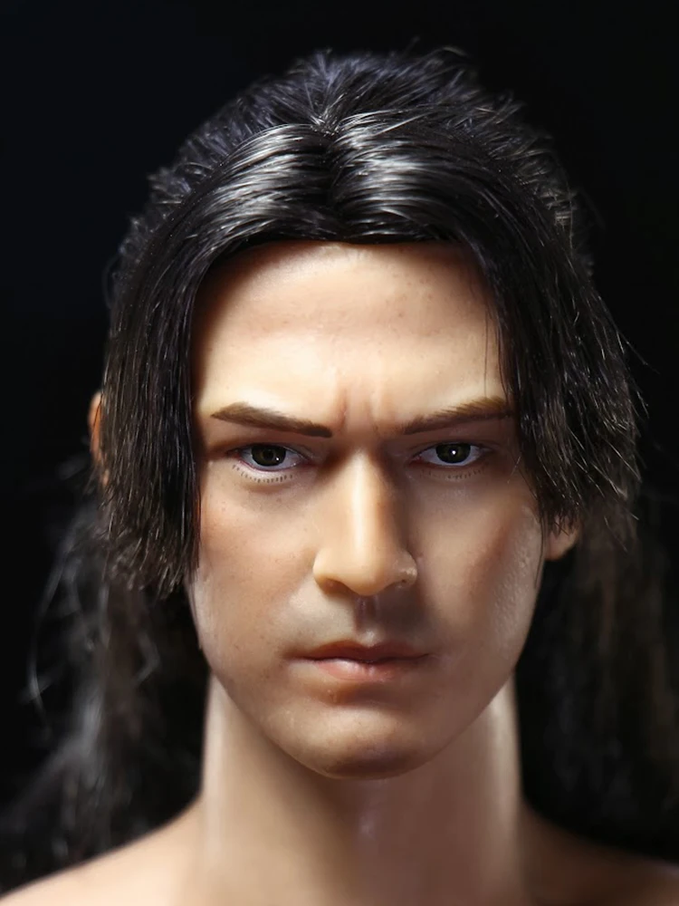 Модель головы 1/6 лепите усы азиатские мужские черные длинные волосы Ashichi для