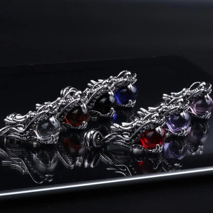 

Seven Colors Gothic Dragon Head Pendant Necklace for Men Women Animal Pendant Party Jewelry + Stainless Steel Necklace