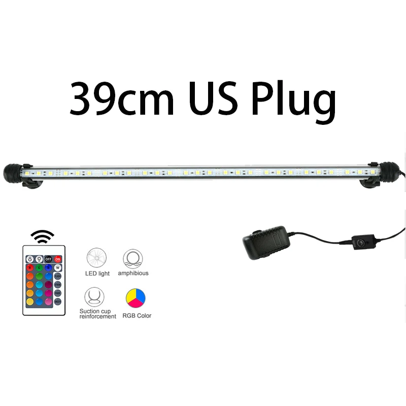 39cm US Plug 19/29/39/49 см светодиодный аквариум светильник погружной воздушный пузырь лампа дистанционного Управление RGB Водонепроницаемый светильник - Цвет: 39cm US Plug