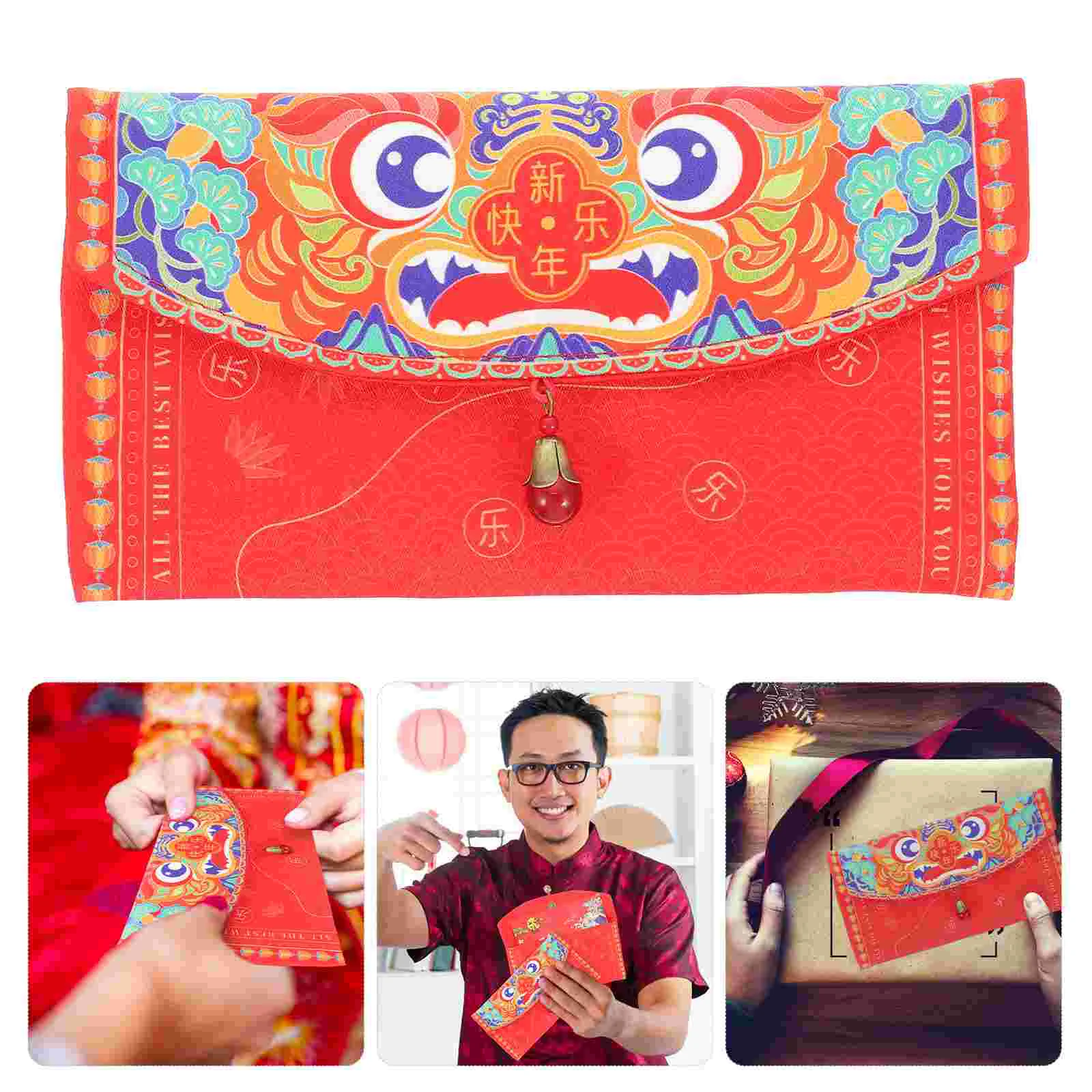 

1 шт., красный конверт из ткани для весеннего фестиваля, креативный шикарный красный карман для денег