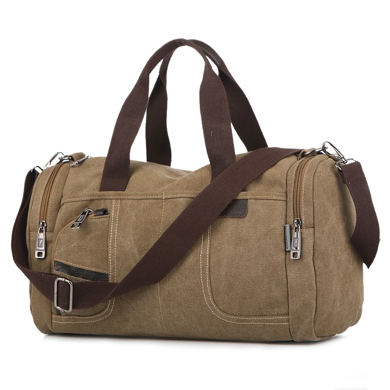 Men's canvas traveling bag 2021 new sports fitness leisure fashion versatile large capacity short-haul luggage bag