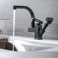 chrome black kitchen faucet pull out bidet spray deck mount hot and cold mixer tap 360 rotation swivel bathroom sink crane