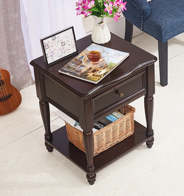

American sofa side cabinet solid wood side living room side table small coffee table telephone table bedside corner