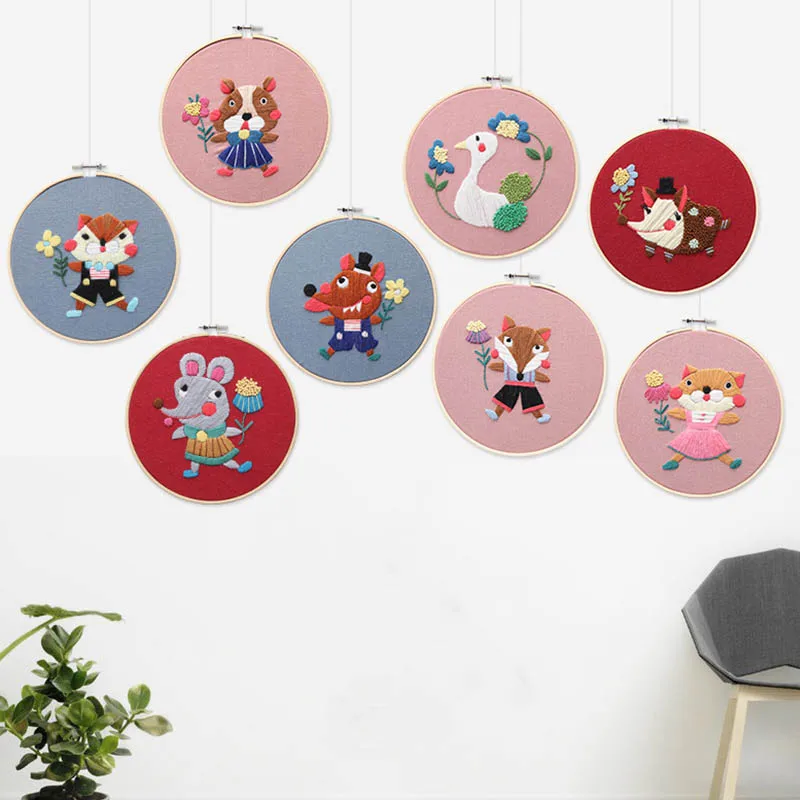 Картины для подвешивания 15*15 см вышивка сделай сам набор ручной работы с милыми