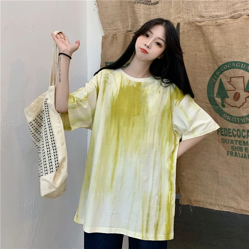 

2021 Summer Fashion Tie-dye Design Tops Harajuku Creative Streetwear Crew Neck T Shirts New All-match Print Short Sleeve Tee