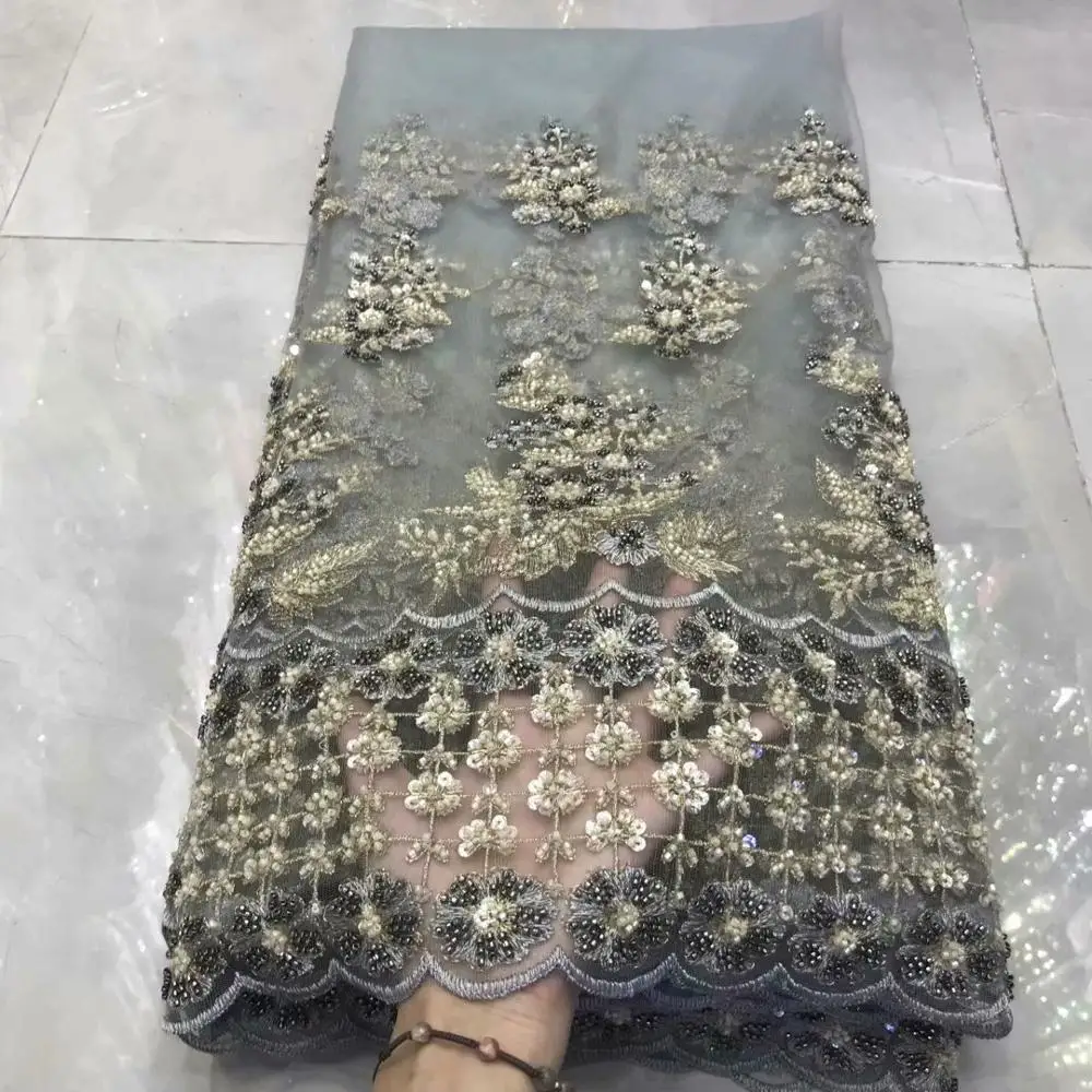 Новинка 2020 года. Высококачественная кружевная ткань с блестками в африканском