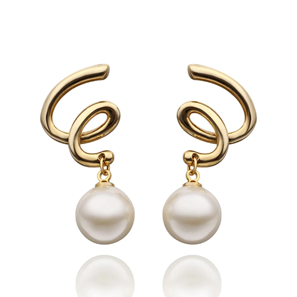 

ZEMIOR Spiral Europe And America Drop Earrings For Women Rose Gold Imitation Pearls Earring Anniversary Hot Sale Fashion Jewelry