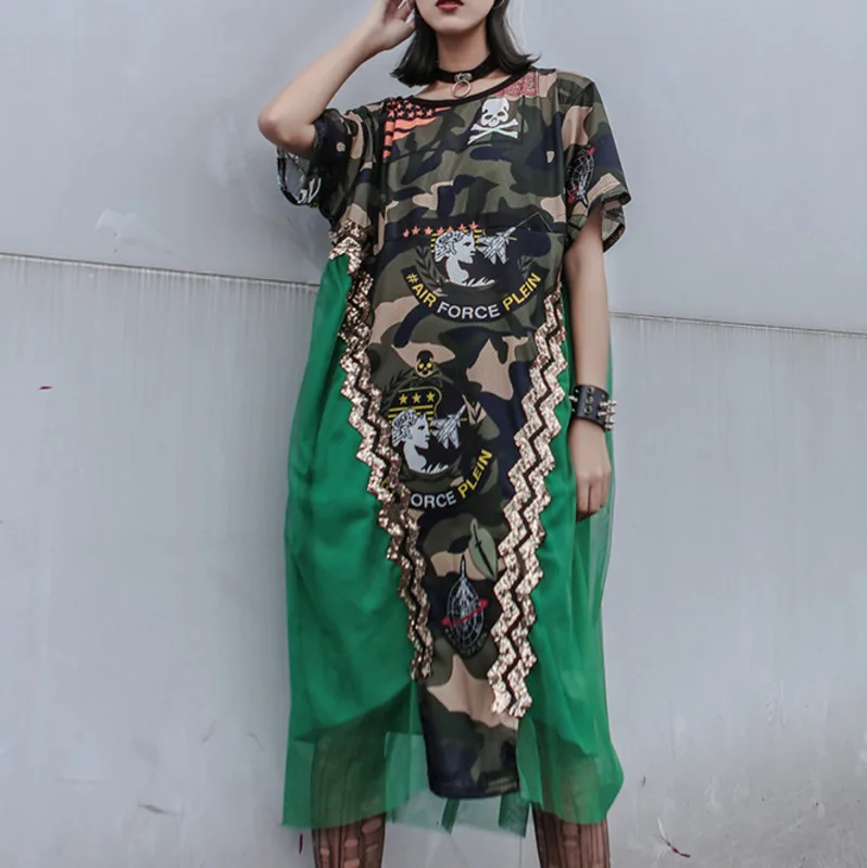 LANMREM/2019 летнее Новое повседневное модное женское платье свободного кроя с