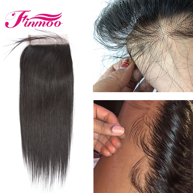 Невидимый HD кружева закрытие волос прямо бразильский Реми человеческие волосы 5X5