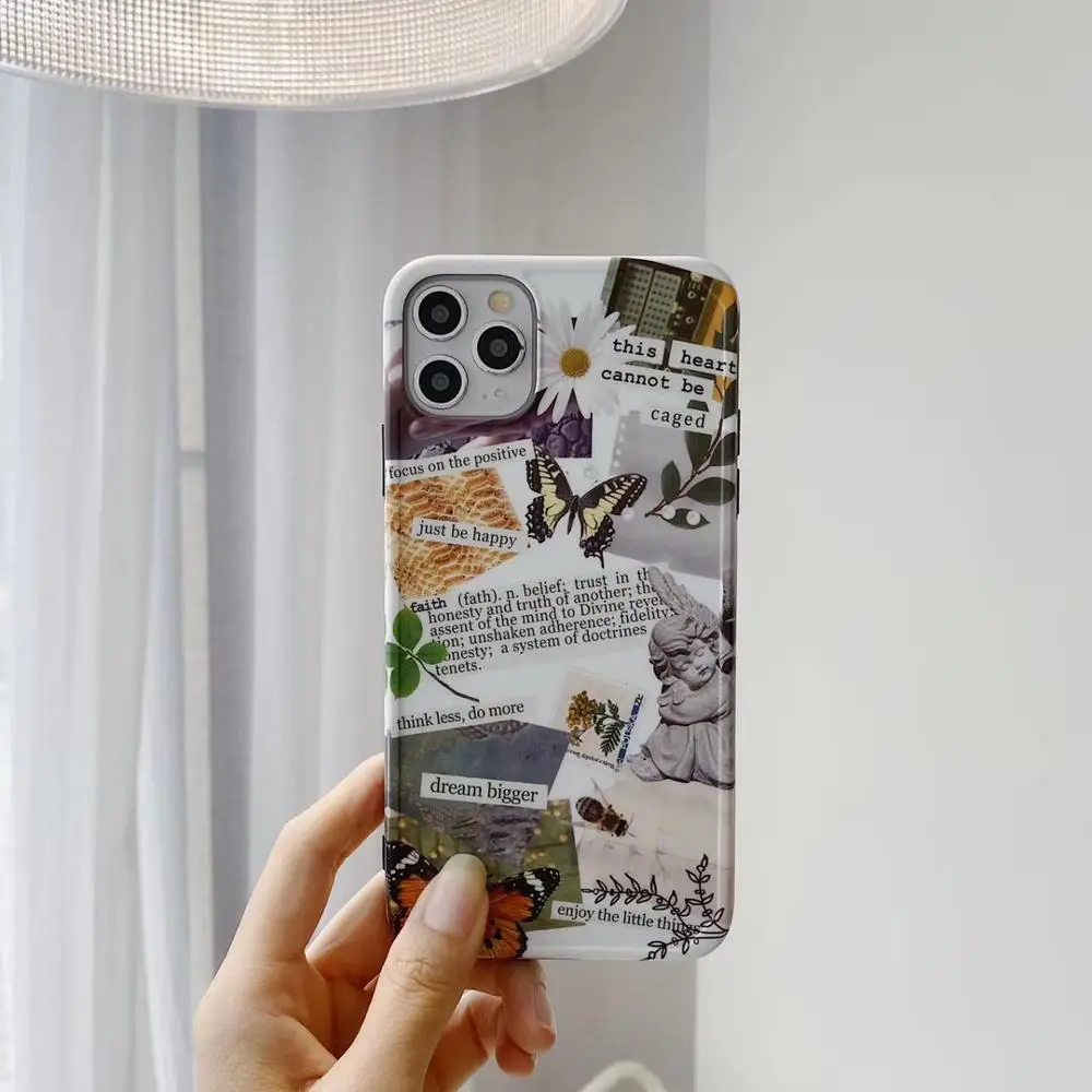 Цветной чехол для телефона в стиле ретро с бабочками iPhone 11 Pro 7 8 6 6S Plus X XR XS Max SE Flowers