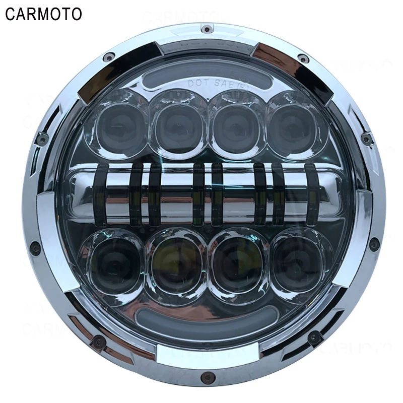 1pcs 7 Inch DOT SAE E9 Motorcycle Headlamp with angle eye Led Headlight 7inch housing bucket trim ring for Touring Electra Glide