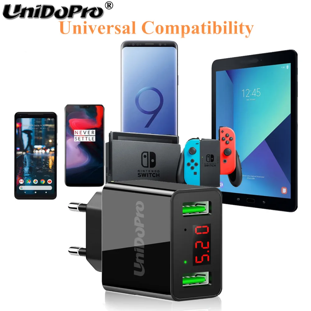 Зарядное устройство с 2USB-портами и светодиодным дисплеем для быстрой зарядки AGM