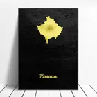 Золотая карта Косово Искусство Холст плакат домашний декор живопись без рамки