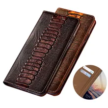 Ostrich Grain Genuine Leather Magnetic phone Bag for Umidigi Bison X10 Pro/Umidigi Bison X10 Phone Case Card Pocket Holsters