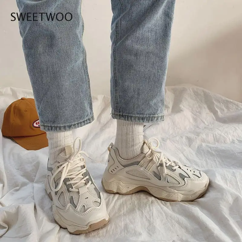 

Женские сетчатые кроссовки, повседневная обувь на платформе, светоотражающие удобные, на плоской подошве, осень