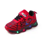 Детские светящиеся кроссовки Человек-паук; Спортивная обувь для девочек и мальчиков; Дышащие детские кроссовки для бега