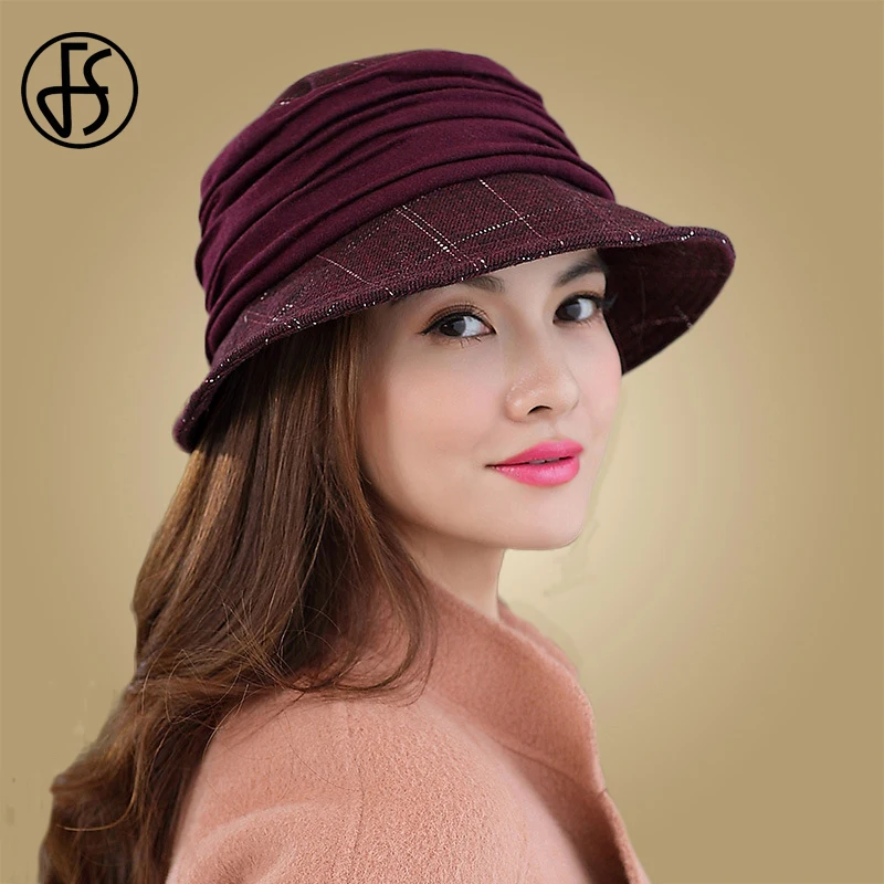 Женская винтажная фетровая шляпа FS черная серая или красная в британском стиле