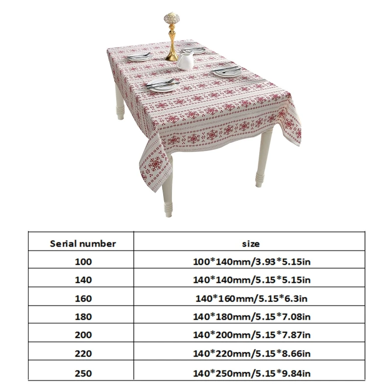 

Christmas Decoration Ornaments Red Snowflake Printing Tablecloth Dining Table Decor Table Cloth Home Scene Layout Props