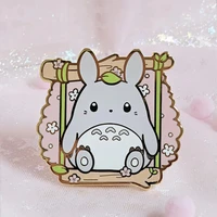 cartoon anime cute totoro pink girl enamel badge enamel brooch lapel backpack pin couple party jewelry gift accessories