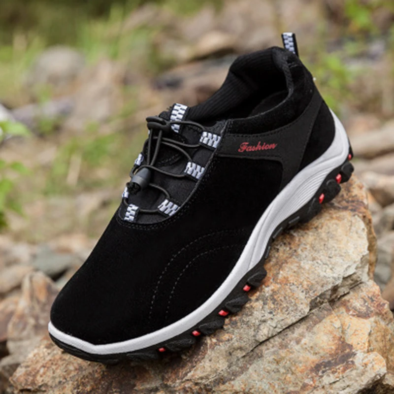 

Male Outdoor Athletic Sneakers Waterproof Flock Solid Color for Male Footwear Elastic Band Breathable Man's Sneakers