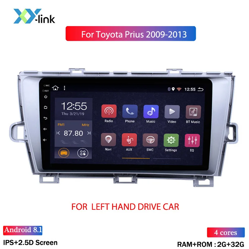 4 CORES 2G RAM 2G ram 32G rom 9 дюймов Android 8,1 gps навигация радио для 2009-2013 Toyota Prius LHD с Bluetooth USB wifi - Цвет: 4 CORES 2G RAM
