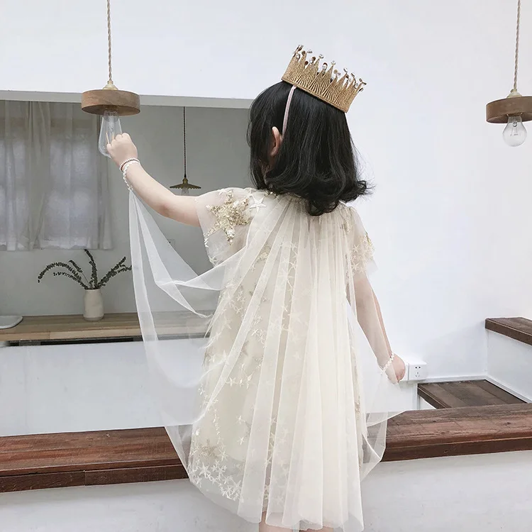 

Girls Dress Summer Lace A-Line Dress Kids Clothes Star Gauze Princess Dress Birthday Party Dresses Children Clothing vestidos