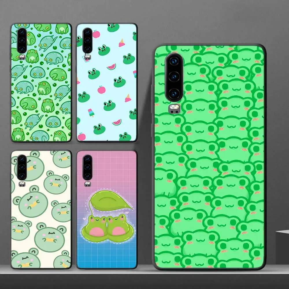 

Cute Green Frog Silicone Case for Huawei P10 P20 Lite P30 P40 Pro Plus P40Lite E P Smart Z Phone Cover Soft TPU Coque Shell Capa