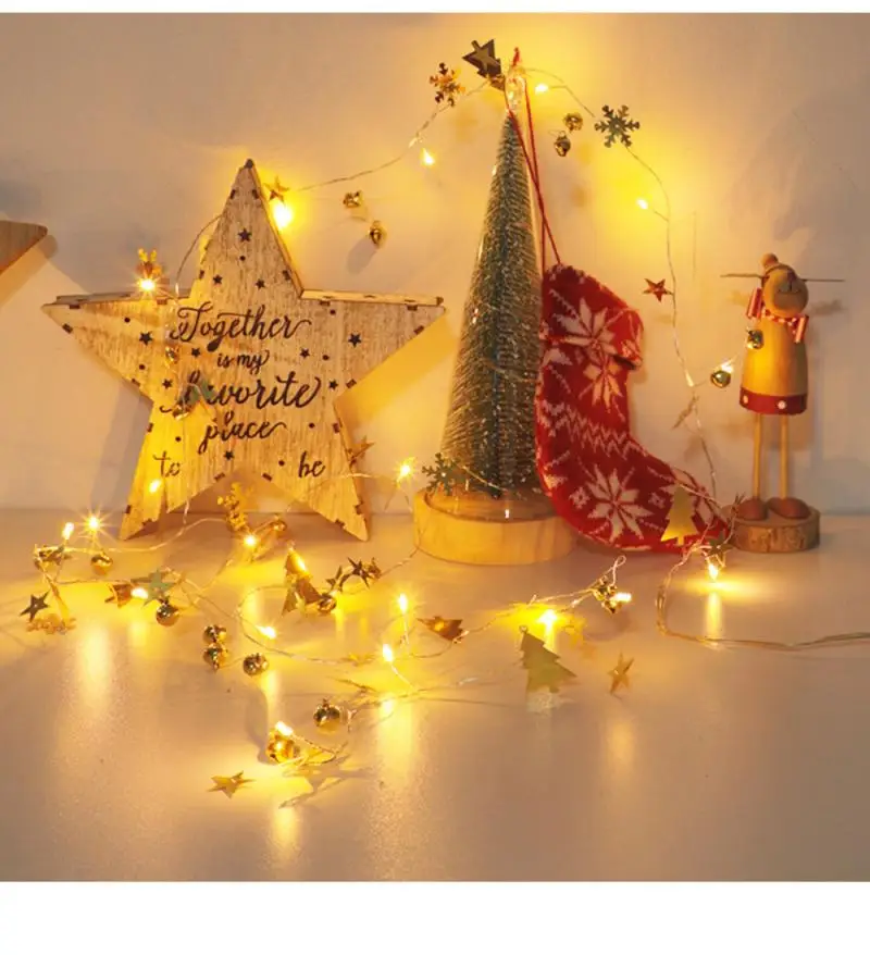 Magixun 20LED Christmas Decoration LED Light String  Pine Cone Needles Copper Wire Fairy Lights Ins Bells For Home Decoration