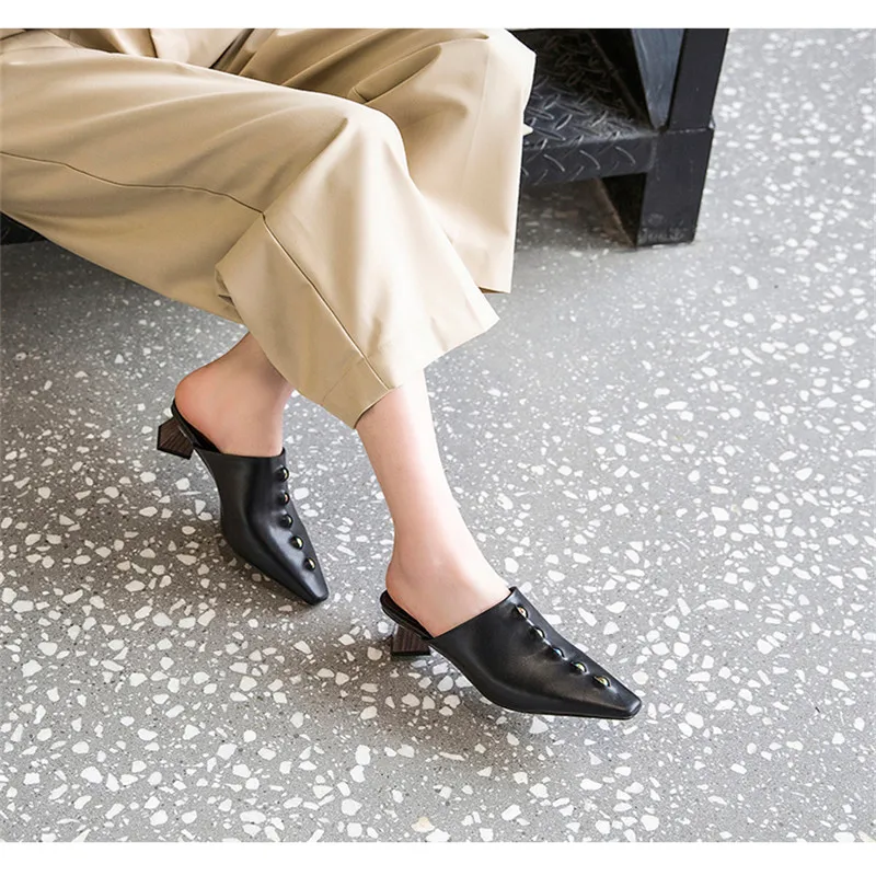 Женские туфли-лодочки с квадратным носком FEDONAS весенне-летние туфли из коровьей