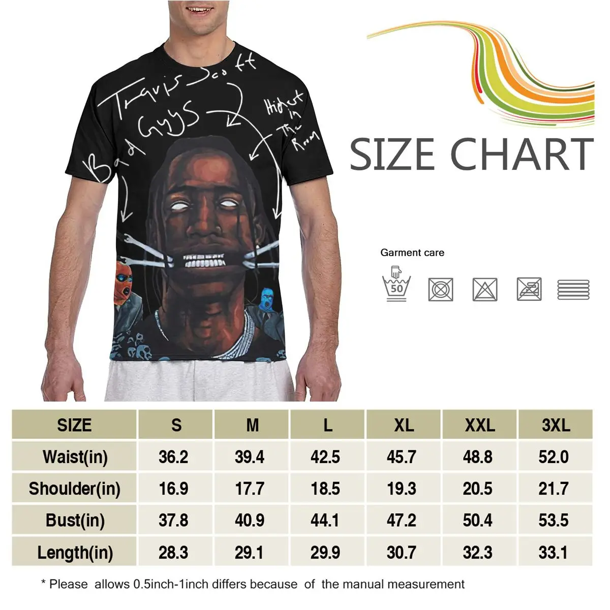 

Travis Scott Men's Short Sleeve T Shirts High Street Summer Tops Tee Man Clothing