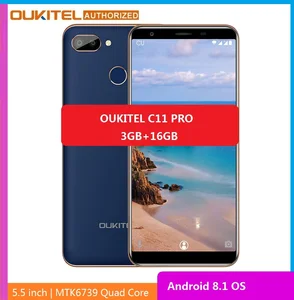 Смартфон OUKITEL C11 Pro 4G, экран 5,5 дюйма 18:9, на базе Android 8.1, четырёхъядерный, сотовые телефоны 3 ГБ ОЗУ 16 ГБ ПЗУ, мобильный телефон 3400 мАч