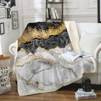 bedbay black gold marble throw blanket sherpa fleece blanket black grey gray gold marble texture soft warm plush throw blanket f