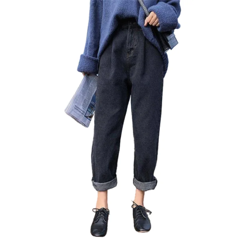 

Women's jeans new high waist slimming loose straight hip hop Harajuku wide leg trousers mother jeans