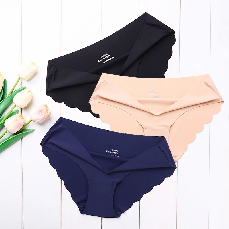 

High Quality Women's Seamless Panties Solid Ultra-thin Underwear Women's Sexy Low-Rise Ruffles Briefs Lingerie Underpants New