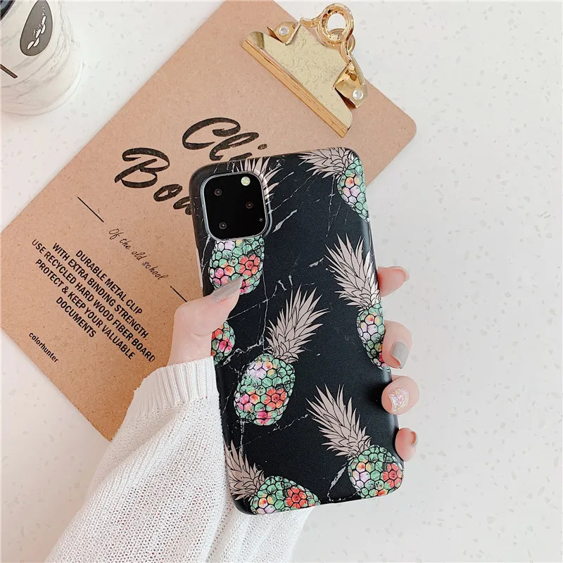 FLYKYLIN мраморный чехол с ананасом для iphone 11 Pro Max 6 S 7 8 Plus XR X XS задняя крышка мягкий IMD