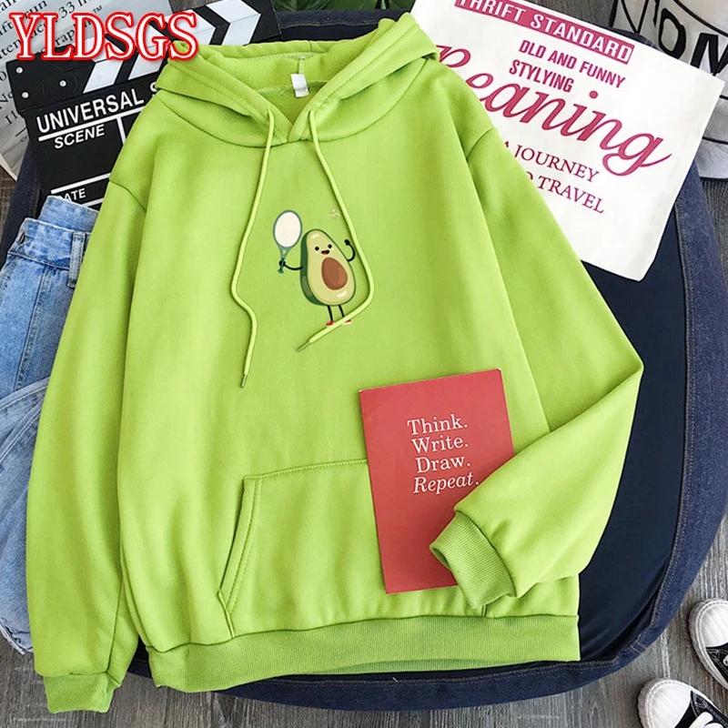 

Cute Cartoon Avocado Sweatshirt Hoodies Kawaii Print Top Fashion Girl Print Hoodie Personality Ladies Hip Hop Apparel Sweatshirt
